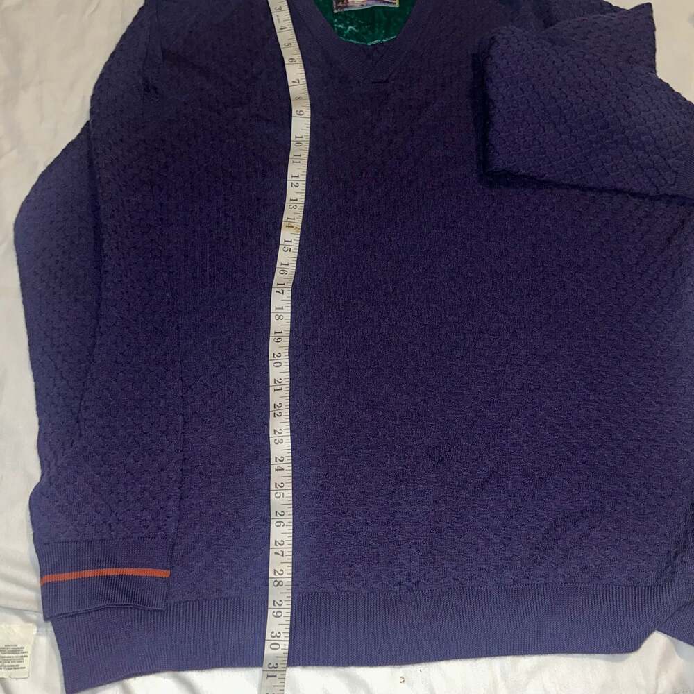 Robert Graham Collectors Textured Wool Crew neck Sweater Mens 2xl Purple Knit - Picture 4 of 12
